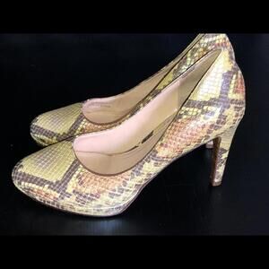 COLE HAAN SNAKE EMBOSSED LEATHER PLATFORM PUMP Comfort Insole Size: 8B